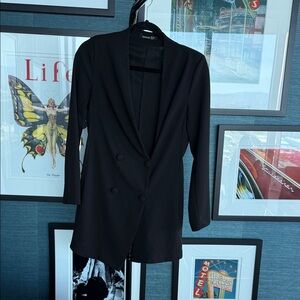 Boohoo Elegant Black Double-Breasted Blazer